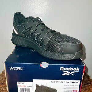 REEBOK NWTO Composite Safety Toe, Fusion Flexweave Black Workshoe, 8.5M